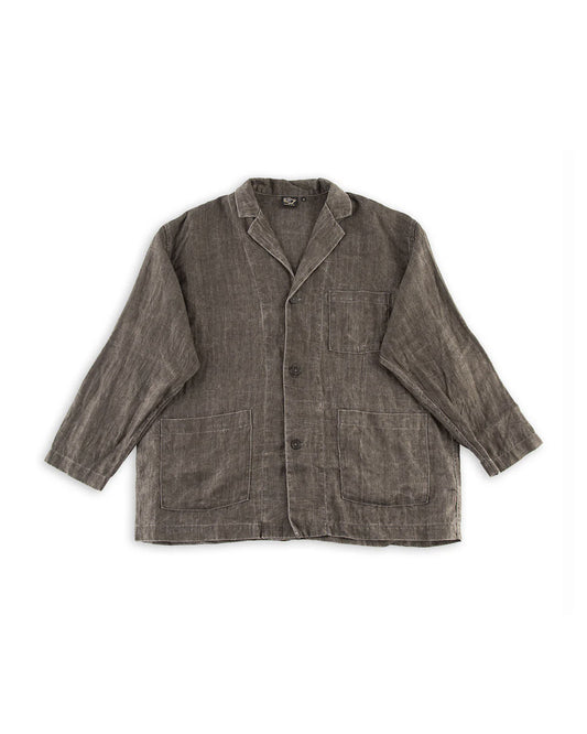 Sumi Dyed Linen Simple Work Jacket